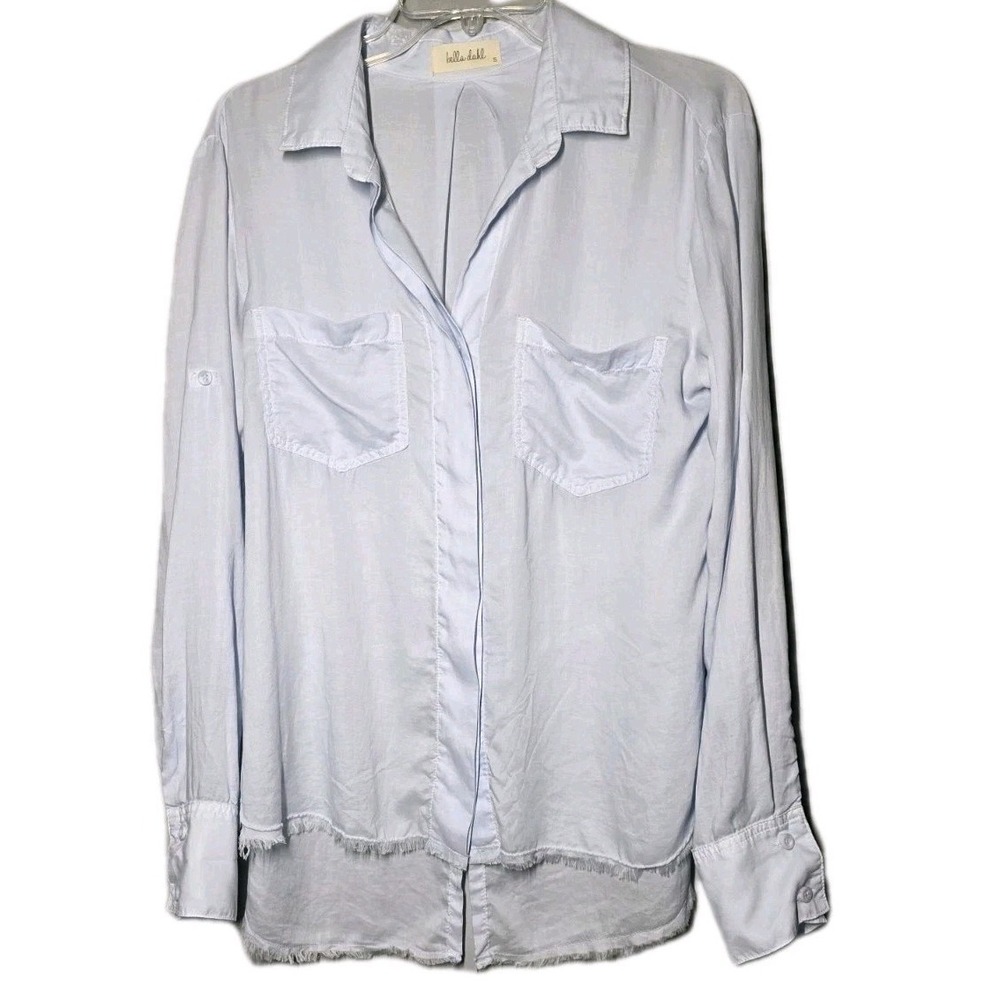 Bella Dahl Split Shirt Tail Lt. Blue Button Down Shirt Women's Small Long Sleeve